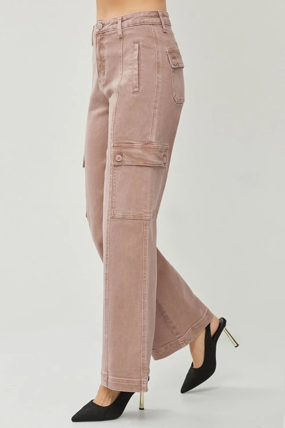 RISEN Full Size High Rise Wide Leg Cargo Jeans sold by Charming Charlie product image thumbnail 3