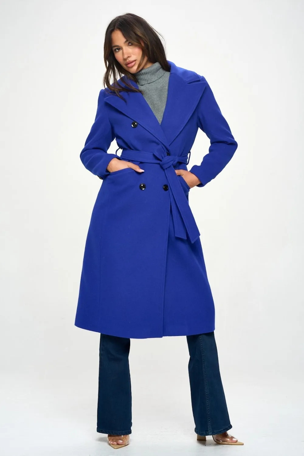 Coalition LA Double-Breasted Longline Coat with Belt sold by Charming Charlie product image thumbnail 5