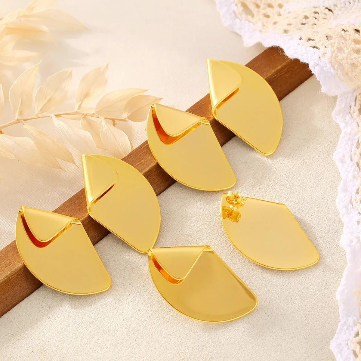 18K Gold-Plated Irregular Fan-Shaped Earrings sold by Charming Charlie product image thumbnail 5