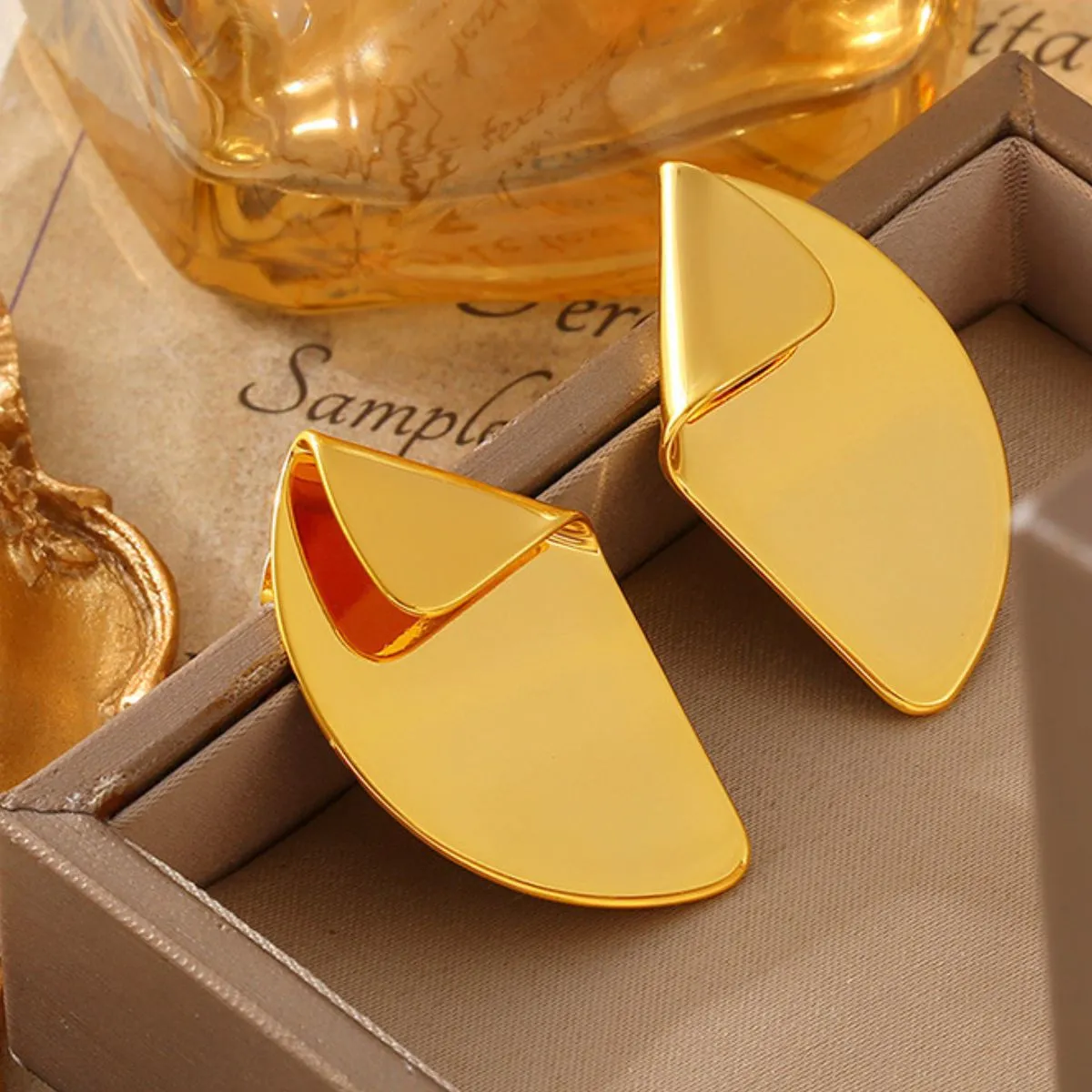 18K Gold-Plated Irregular Fan-Shaped Earrings sold by Charming Charlie product image thumbnail 3