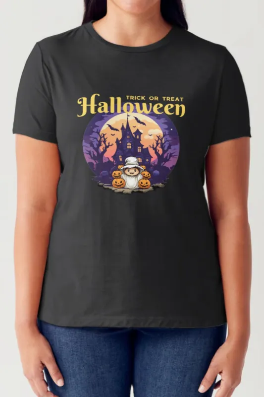 Simply Love Full Size TRICK OR TREAT Short Sleeve Tubular T-Shirt sold by Charming Charlie
