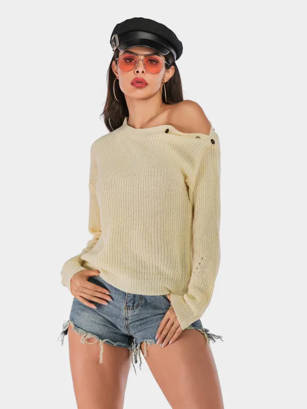 Perfee One Shoulder Long Sleeve Sweater sold by Charming Charlie