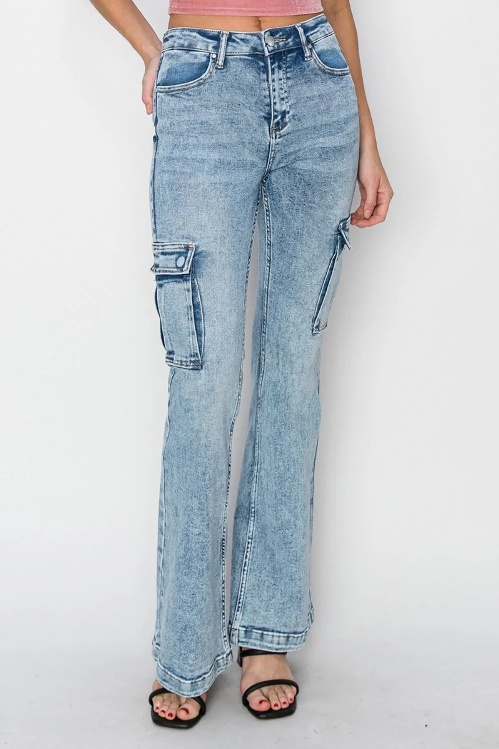 RISEN Full Size High Rise Cargo Flare Jeans sold by Charming Charlie product image thumbnail 5