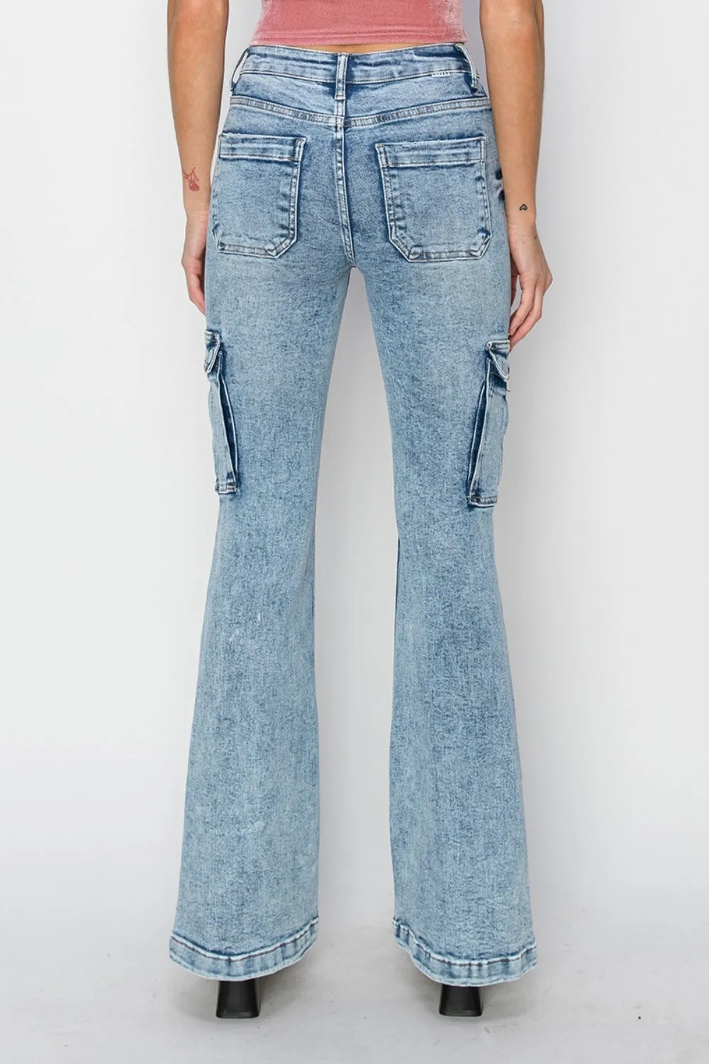RISEN Full Size High Rise Cargo Flare Jeans sold by Charming Charlie product image thumbnail 2