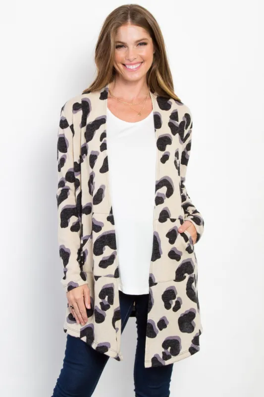 Be Stage Printed Open Front Knit Cardigan with Pockets sold by Charming Charlie