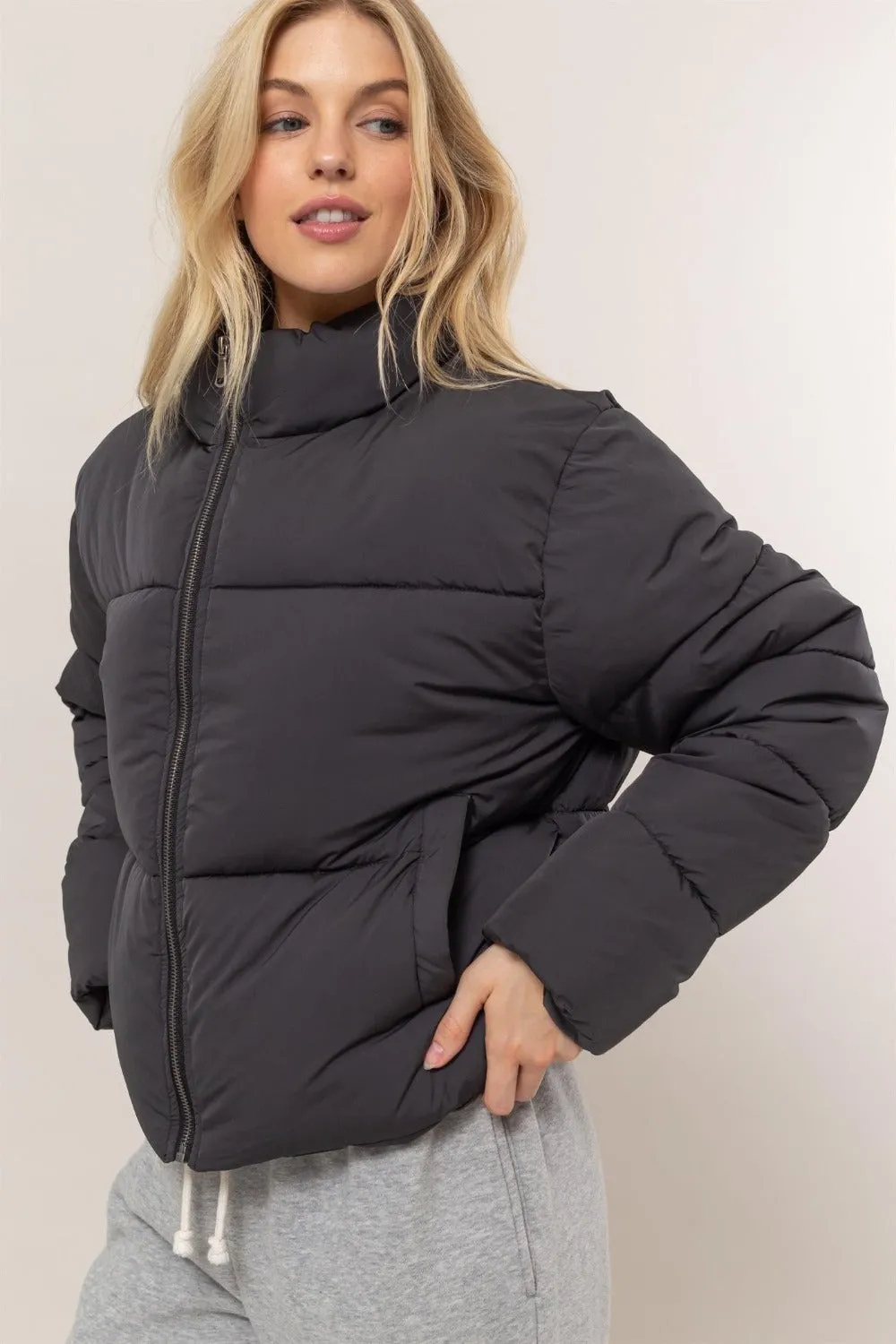 HYFVE Quilted Back Drawstring Puffer Jacket sold by Charming Charlie