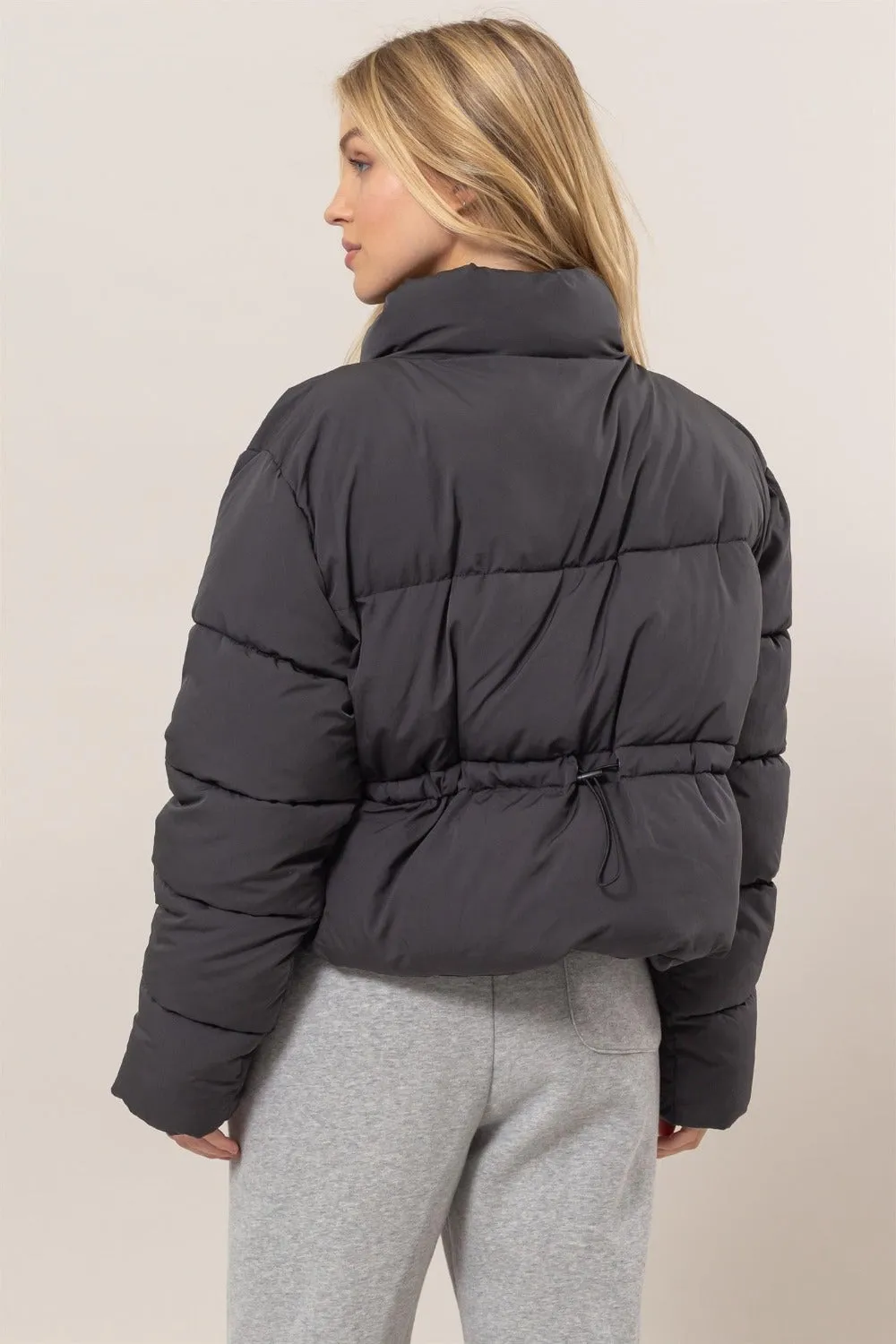 HYFVE Quilted Back Drawstring Puffer Jacket sold by Charming Charlie product image thumbnail 2
