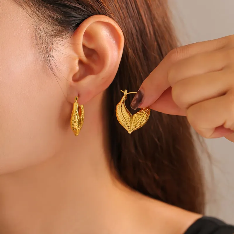 Titanium Steel Leaf Shape Earrings sold by Charming Charlie