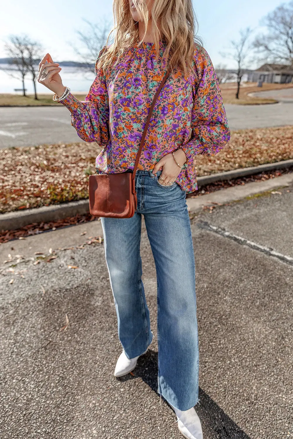 Floral Round Neck Long Sleeve Blouse sold by Charming Charlie product image thumbnail 5