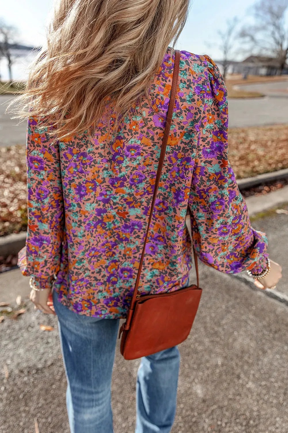 Floral Round Neck Long Sleeve Blouse sold by Charming Charlie product image thumbnail 2