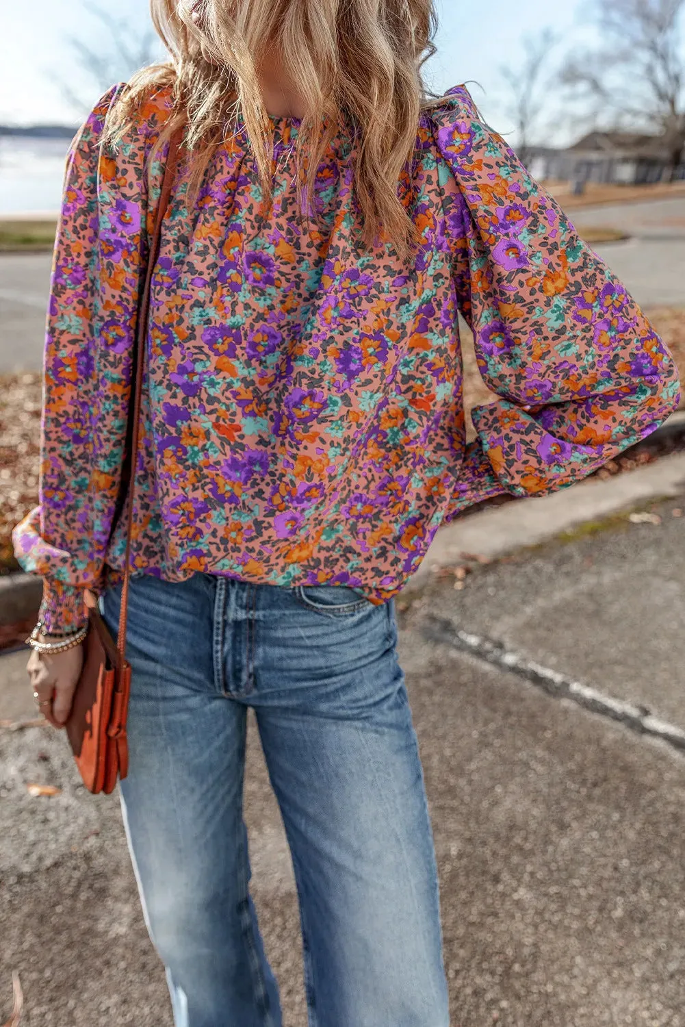 Floral Round Neck Long Sleeve Blouse sold by Charming Charlie product image thumbnail 3