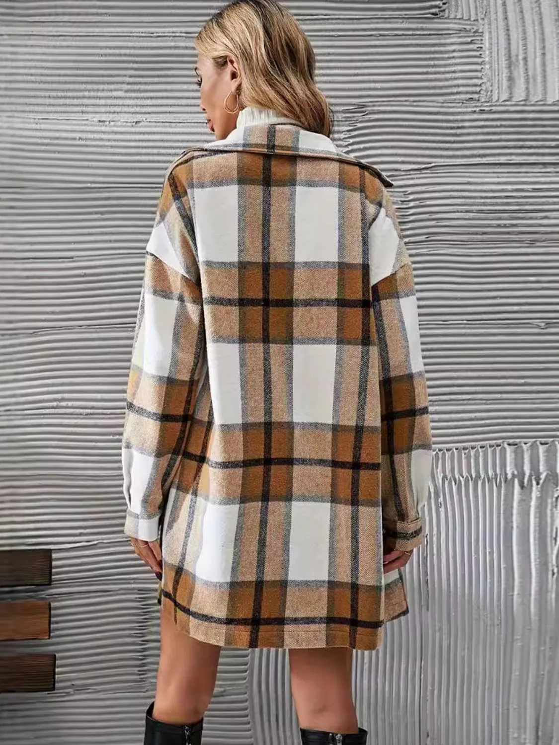 Plaid Button Up Long Sleeve Coat and Skirt Set sold by Charming Charlie product image thumbnail 4