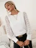 Swiss Dot Round Neck Long Sleeve Blouse sold by Charming Charlie