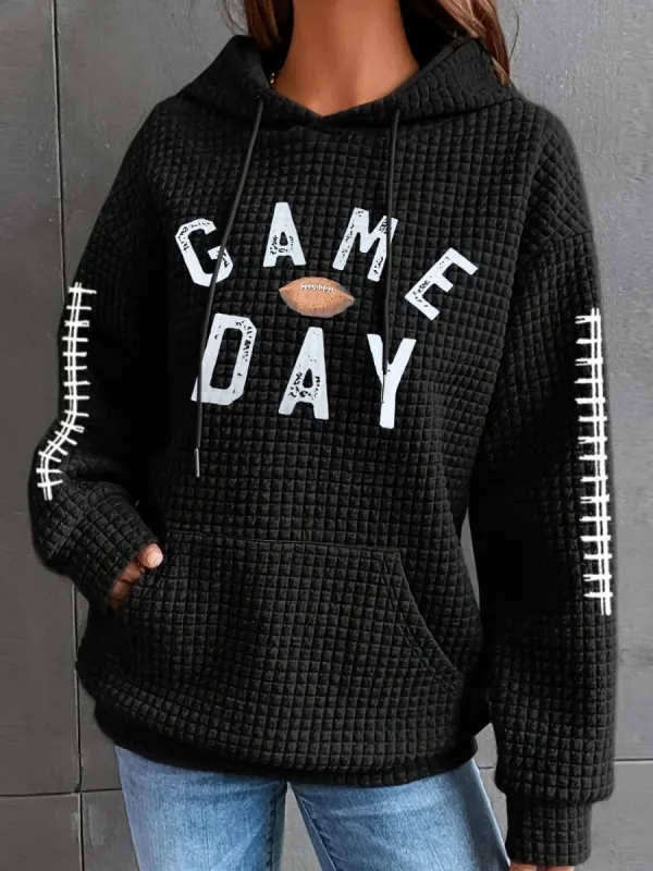 GAME DAY Football Drawstring Long Sleeve Hoodie sold by Charming Charlie