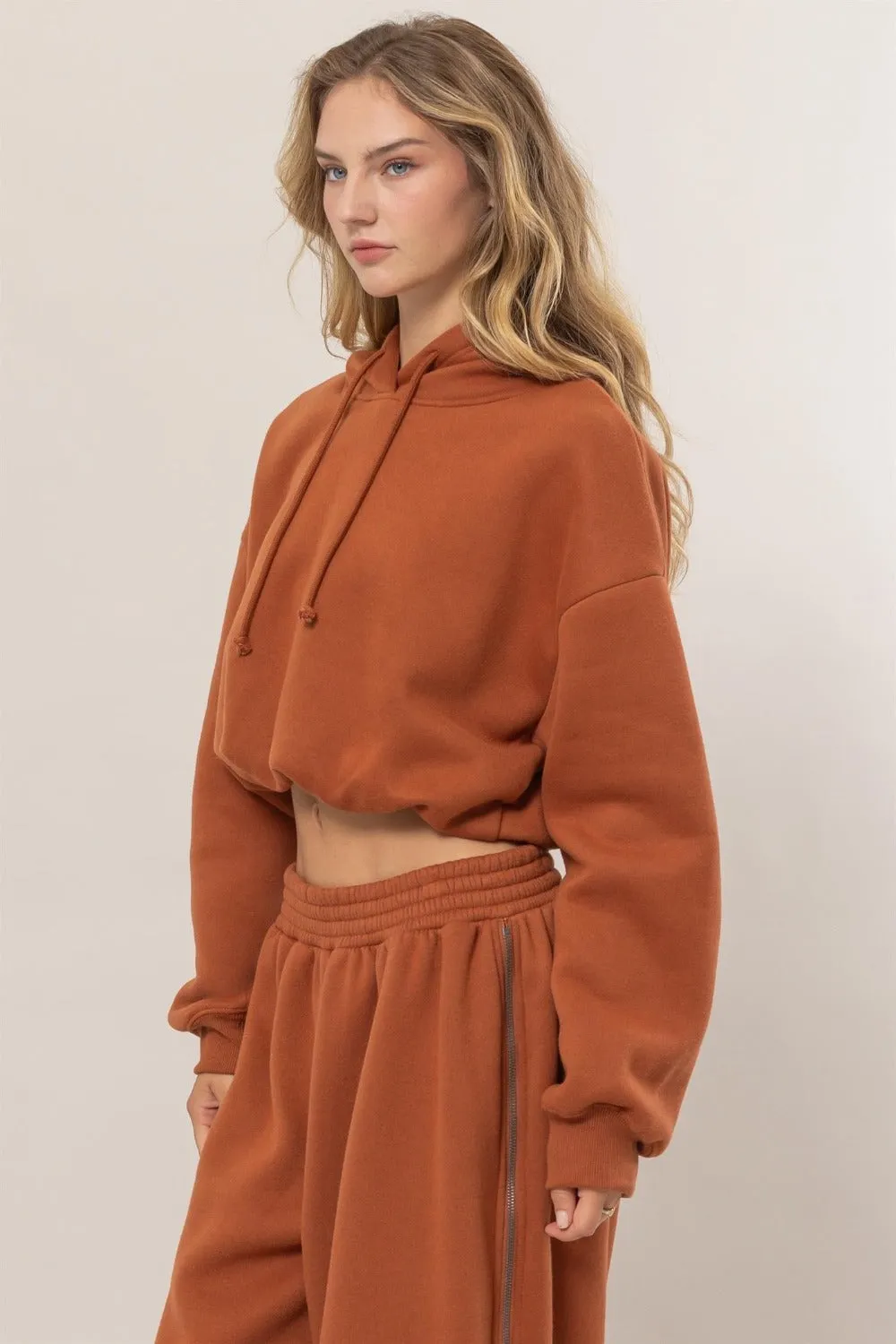 HYFVE Bubble Hem Cropped Hoodie sold by Charming Charlie product image thumbnail 3