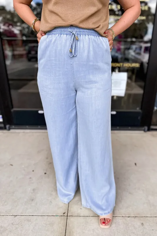 Plus Size Drawstring Wide Leg Jeans sold by Charming Charlie