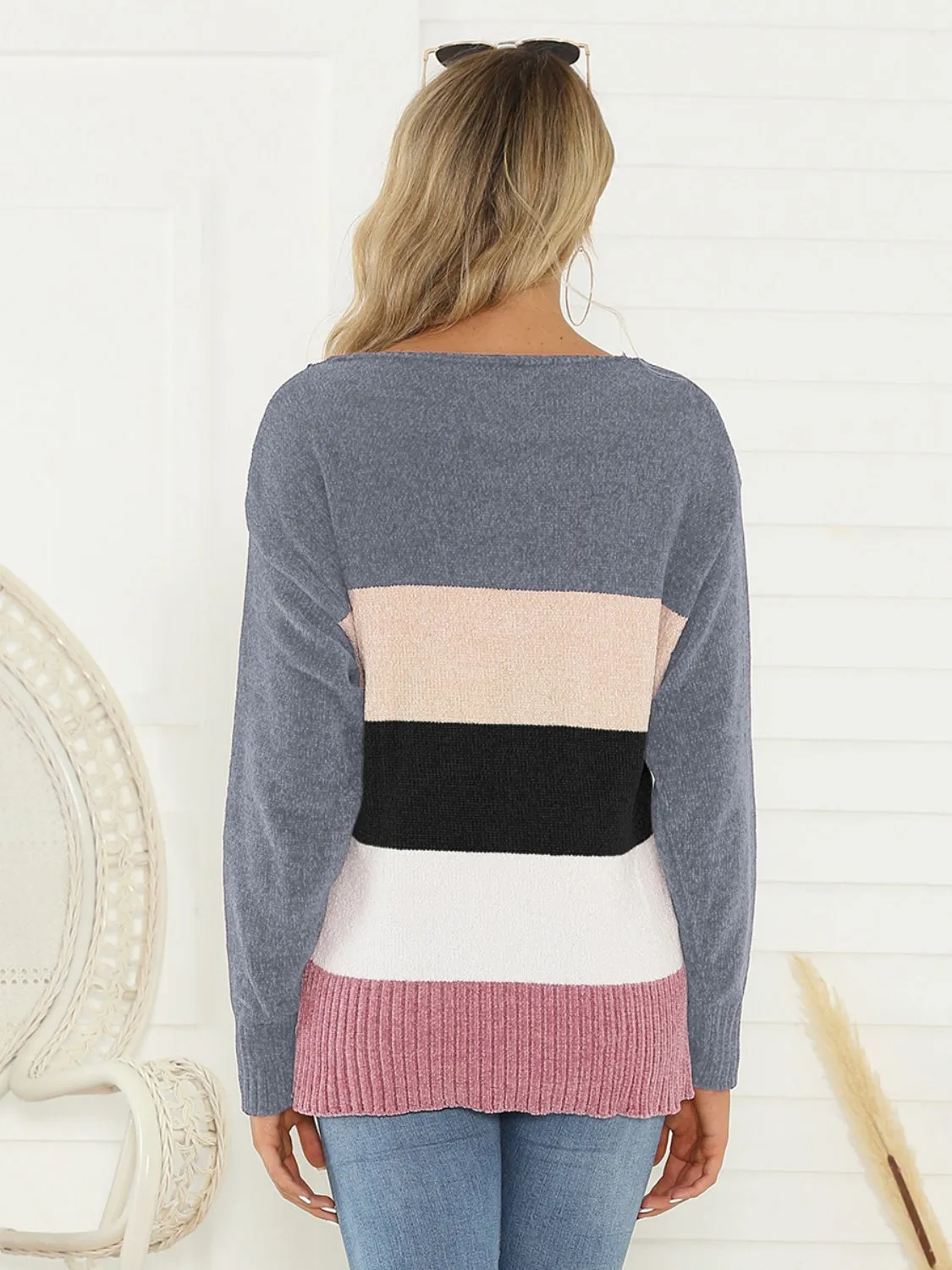 Shiny Color Block Long Sleeve Sweater sold by Charming Charlie product image thumbnail 2
