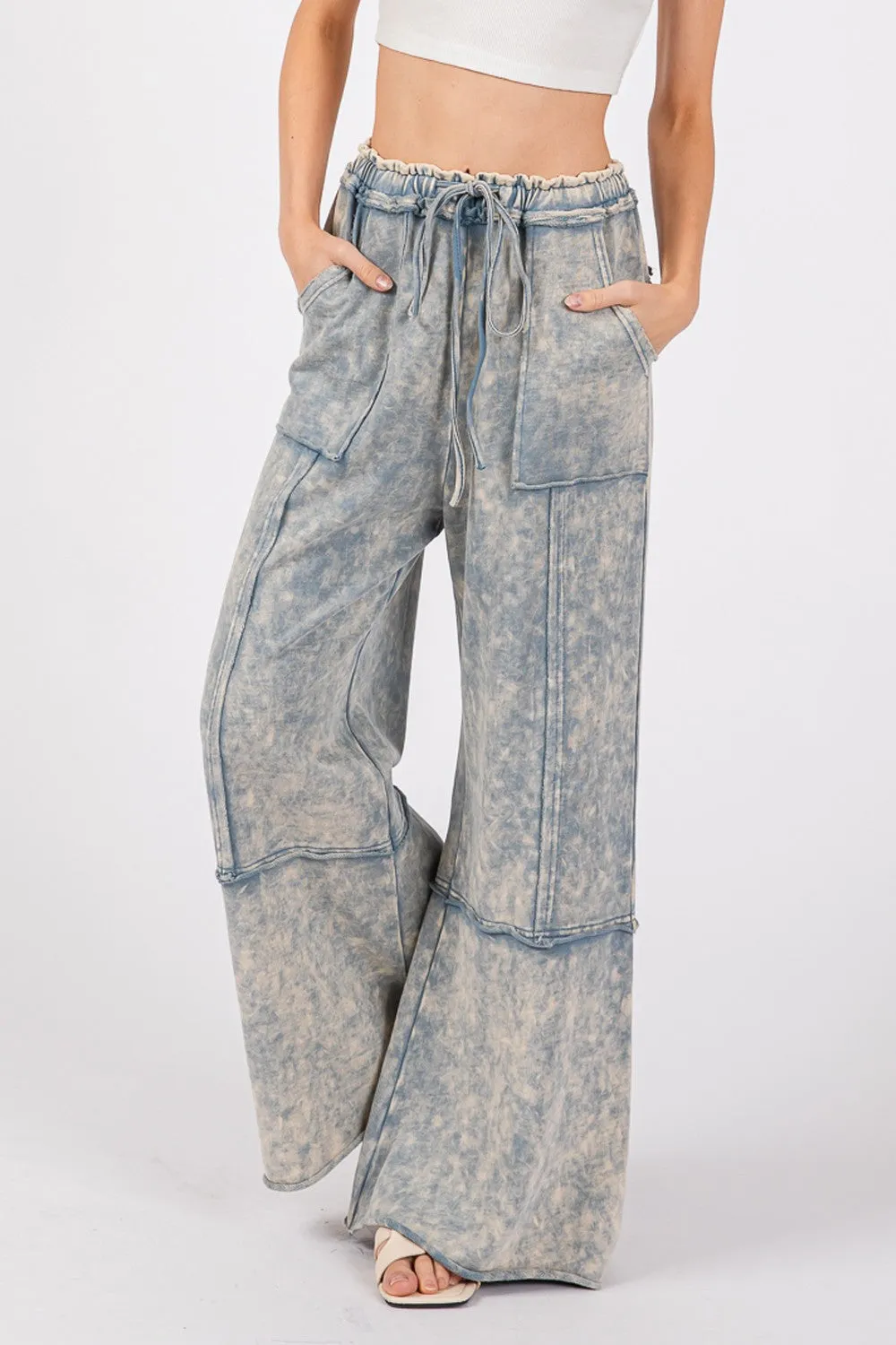 SAGE + FIG Mineral Washed Terry Wide Leg Pants sold by Charming Charlie product image thumbnail 3