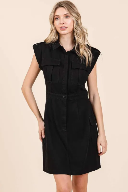 Mittoshop Cargo Pocket Half Button Mini Dress sold by Charming Charlie