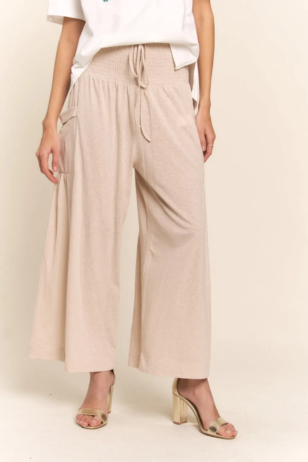 J.NNA Smocked Waist Boho Wide Leg Pants with Pockets sold by Charming Charlie product image thumbnail 5