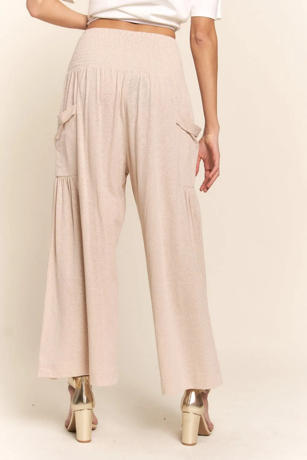 J.NNA Smocked Waist Boho Wide Leg Pants with Pockets sold by Charming Charlie product image thumbnail 2