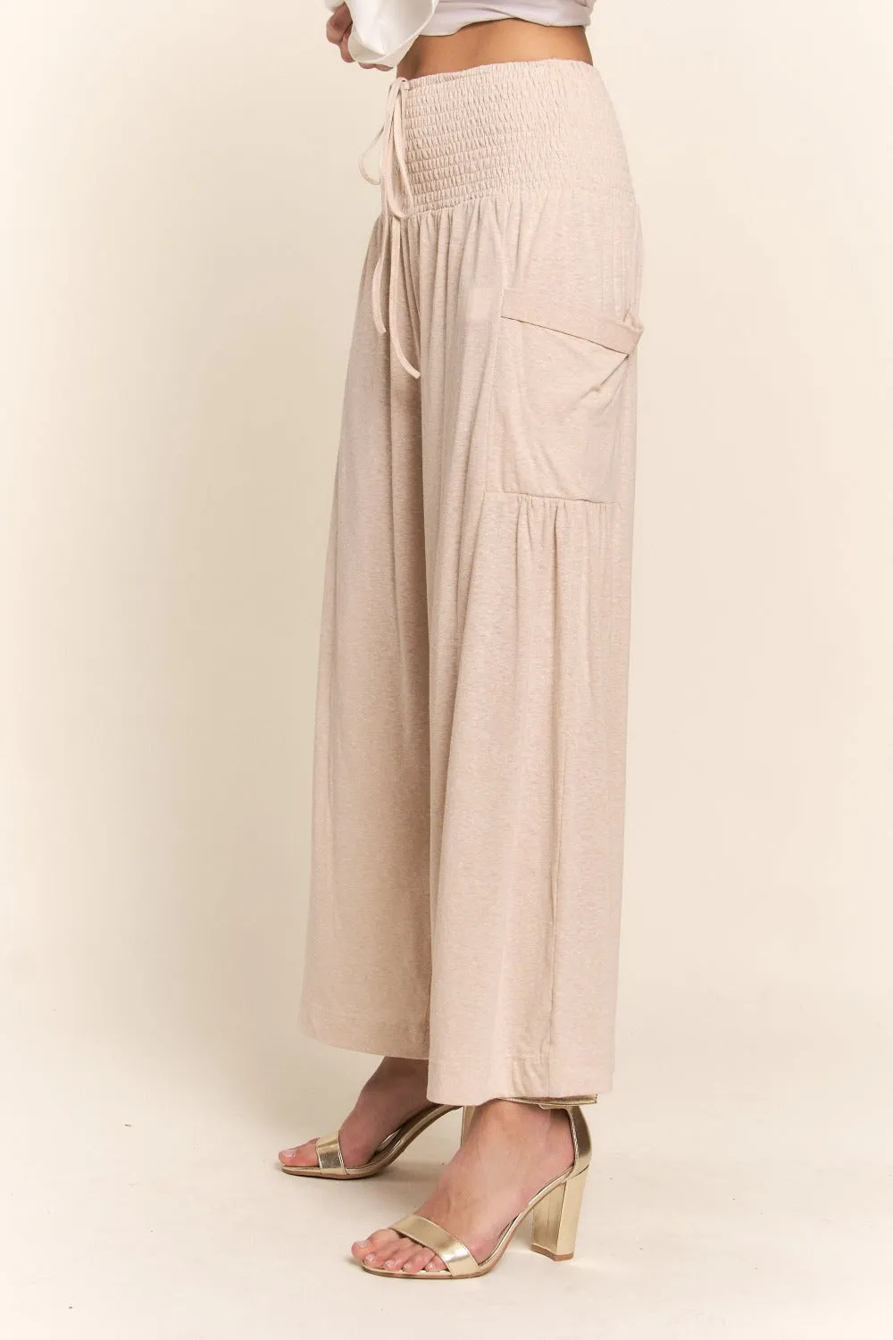 J.NNA Smocked Waist Boho Wide Leg Pants with Pockets sold by Charming Charlie product image thumbnail 3