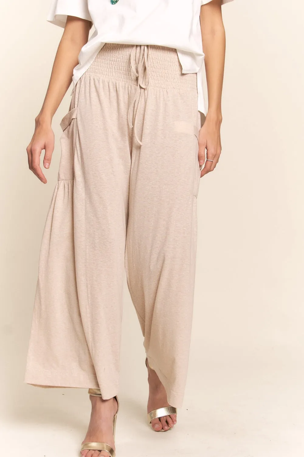 J.NNA Smocked Waist Boho Wide Leg Pants with Pockets sold by Charming Charlie product image thumbnail 4