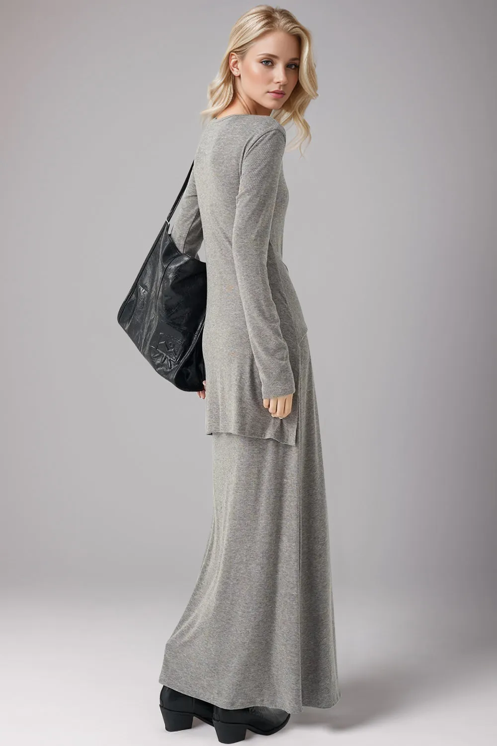 Basic Bae Tied Scoop Neck Long Sleeve Maxi Dress sold by Charming Charlie product image thumbnail 2