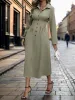 Perfee Smocked Half Button Long Sleeve Dress sold by Charming Charlie