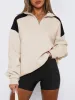 Contrast Quarter Zip Long Sleeve Sweatshirt sold by Charming Charlie