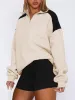 Contrast Quarter Zip Long Sleeve Sweatshirt sold by Charming Charlie
