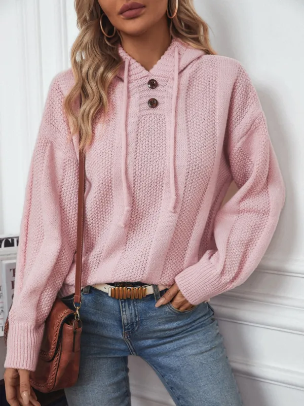 Drawstring Long Sleeve Hooded Sweater sold by Charming Charlie