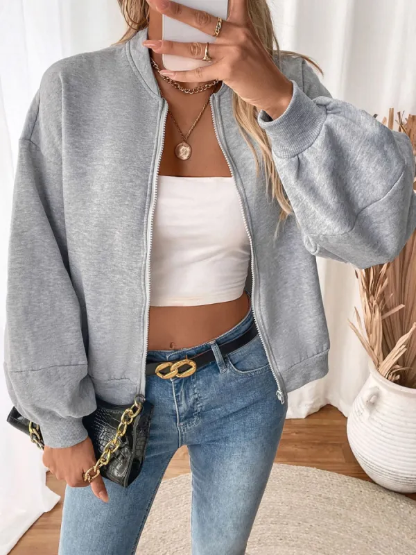 Perfee Zip Up Long Sleeve Sweatshirt sold by Charming Charlie