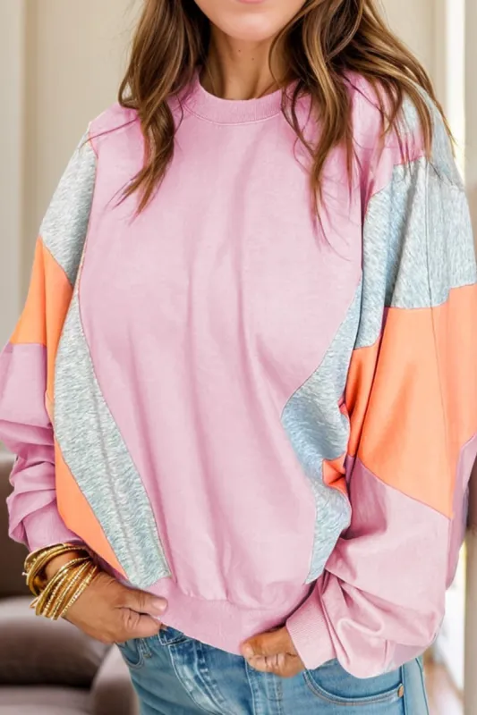 Color Block Round Neck Long Sleeve Sweatshirt sold by Charming Charlie