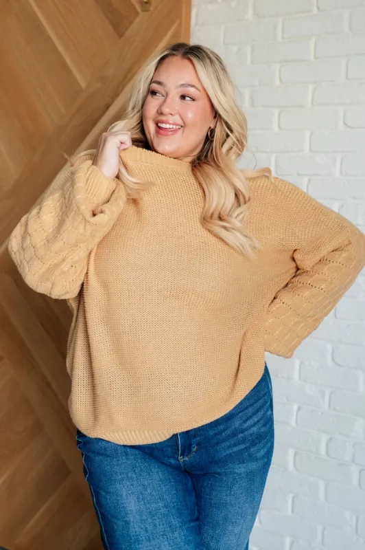 Bubbly Personality Bubble Sleeve Sweater in Wheat sold by Charming Charlie