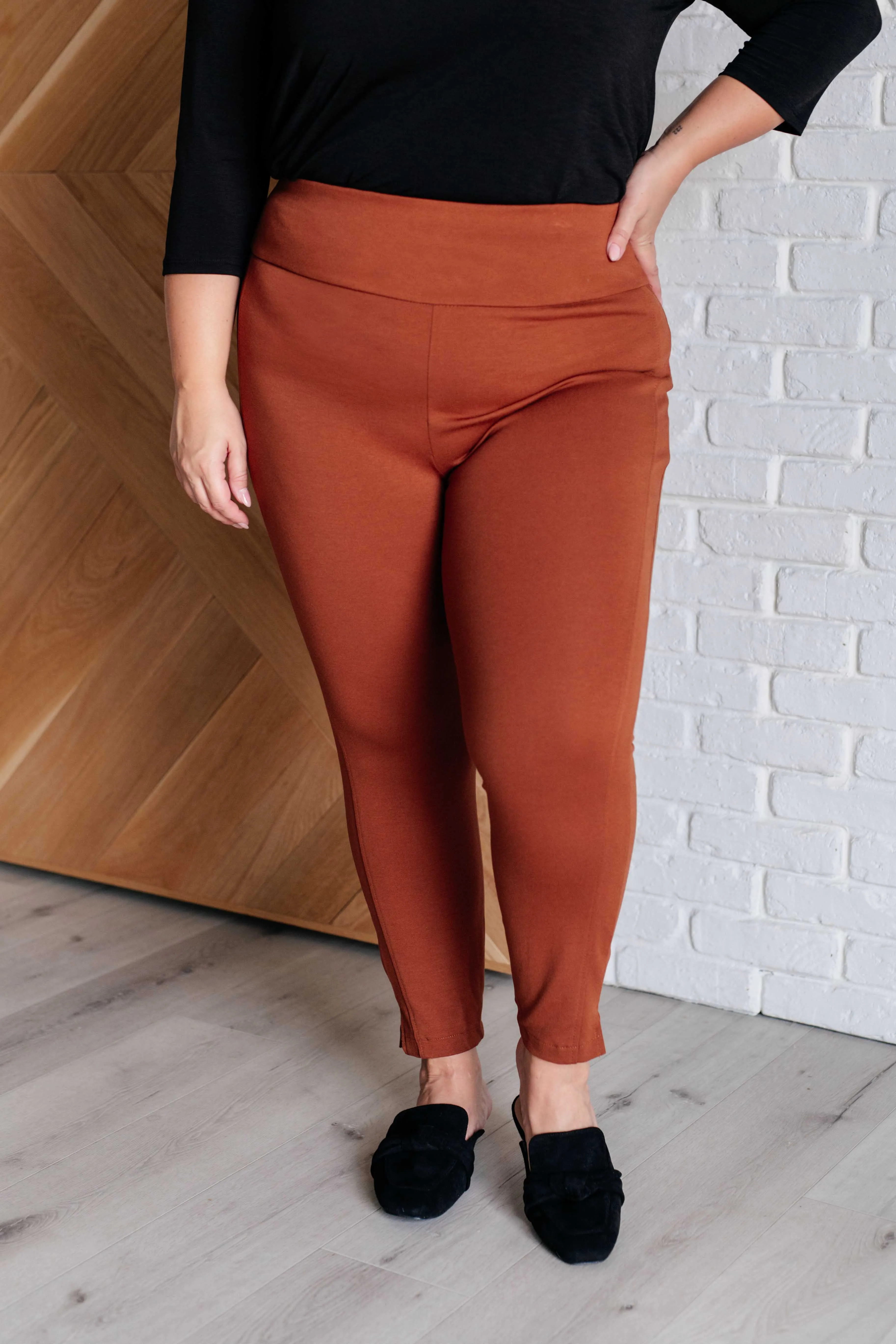 Magic Ankle Crop Skinny Pants in Rust sold by Charming Charlie product image thumbnail 2