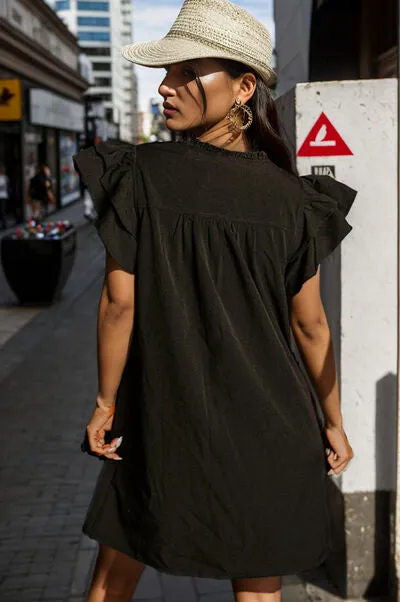 Ruffled Cap Sleeve Pocketed Mini Dress sold by Charming Charlie product image thumbnail 3