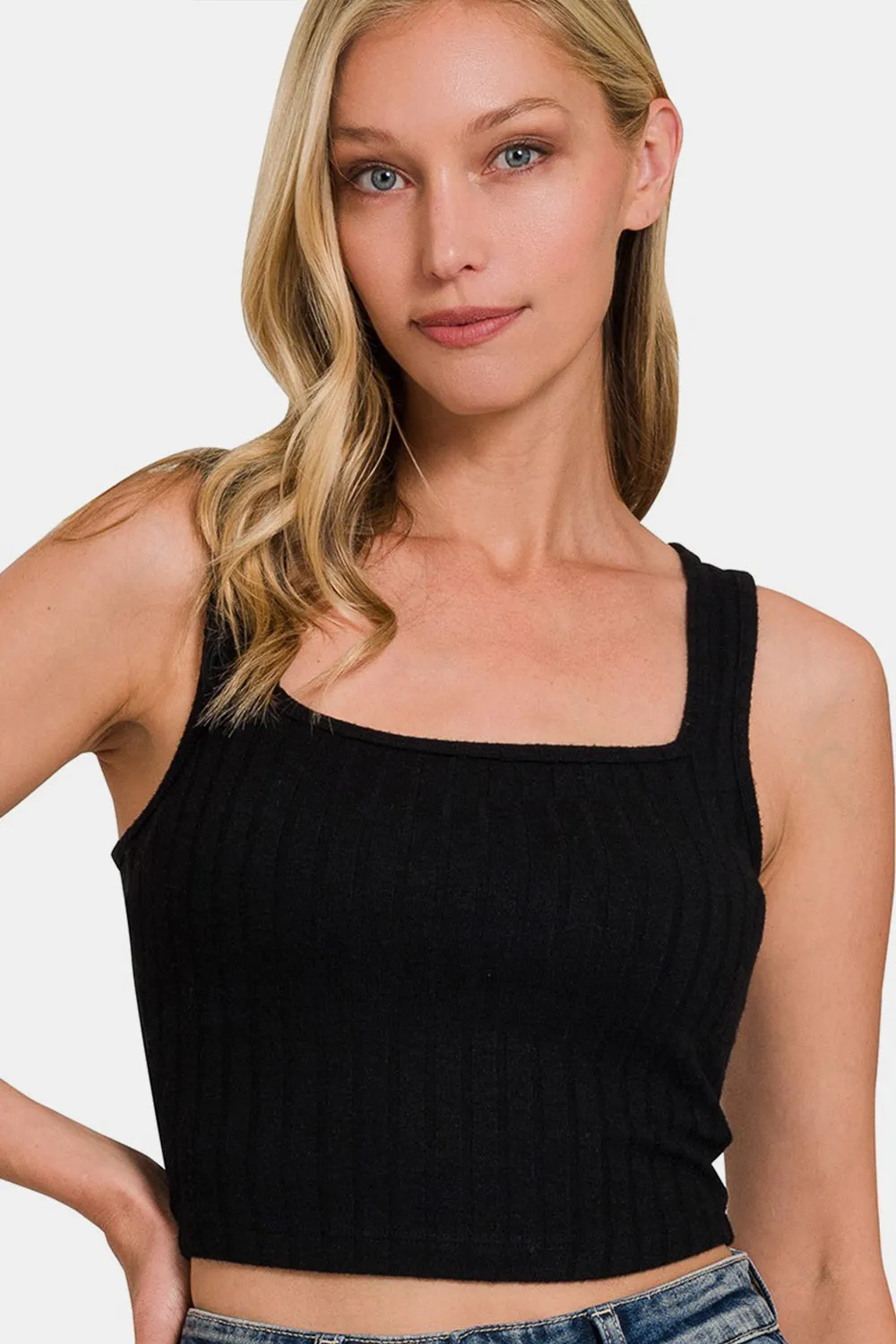 Zenana Ribbed Cropped Tank sold by Charming Charlie