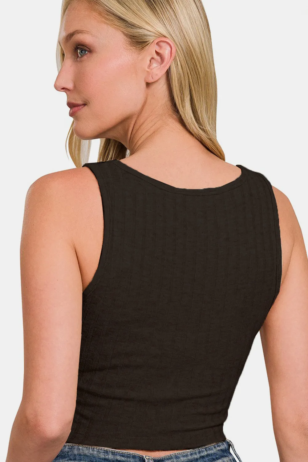 Zenana Ribbed Cropped Tank sold by Charming Charlie product image thumbnail 2