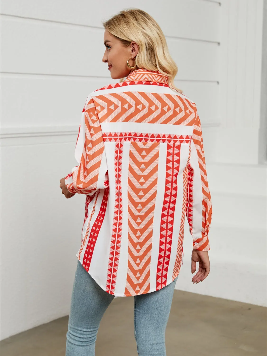 Geometric Collared Neck Long Sleeve Shirt sold by Charming Charlie product image thumbnail 2