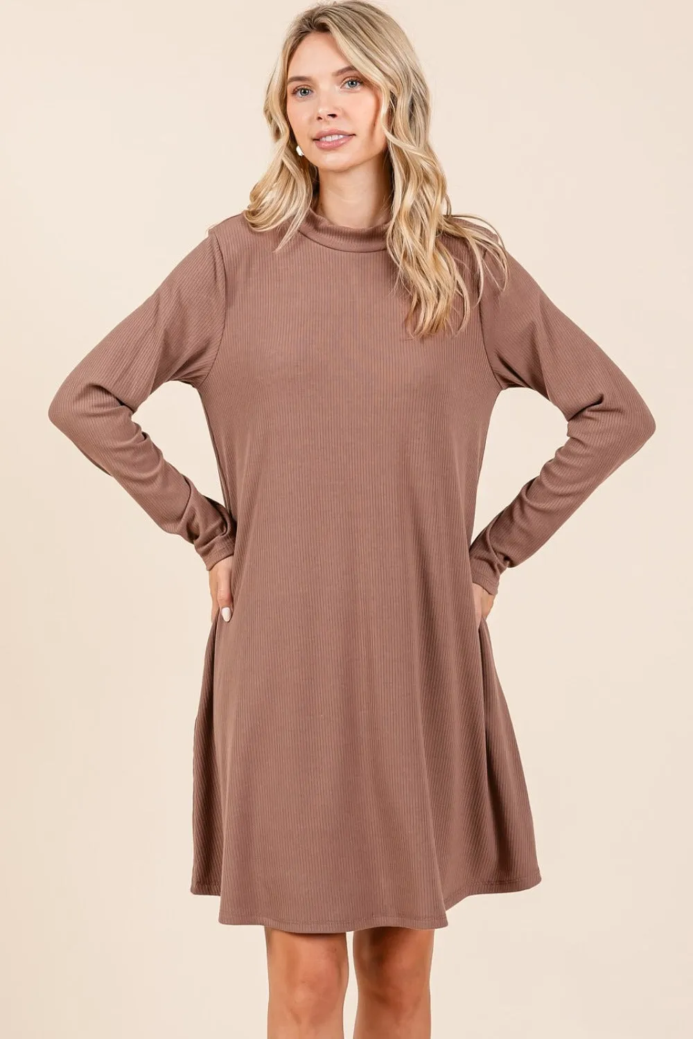 Mittoshop Mock Neck Long Sleeve Dress with Pockets sold by Charming Charlie