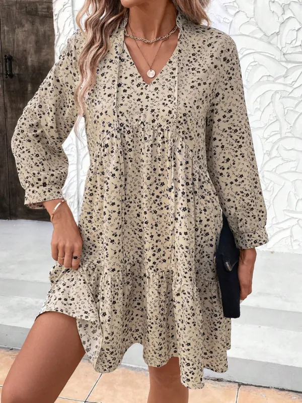 Tied Printed Long Sleeve Mini Dress sold by Charming Charlie