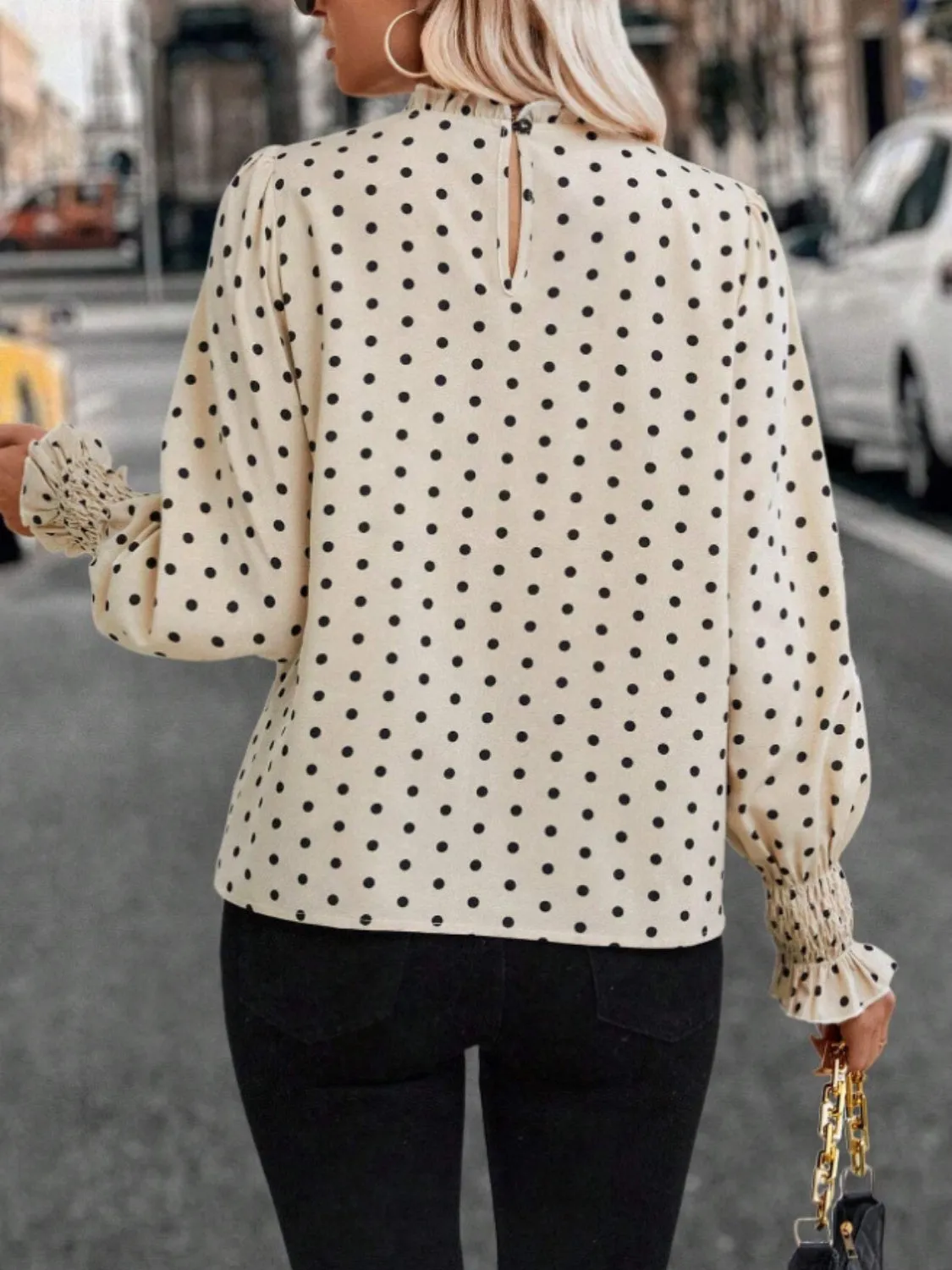 Polka Dot Mock Neck Long Sleeve Blouse sold by Charming Charlie product image thumbnail 2