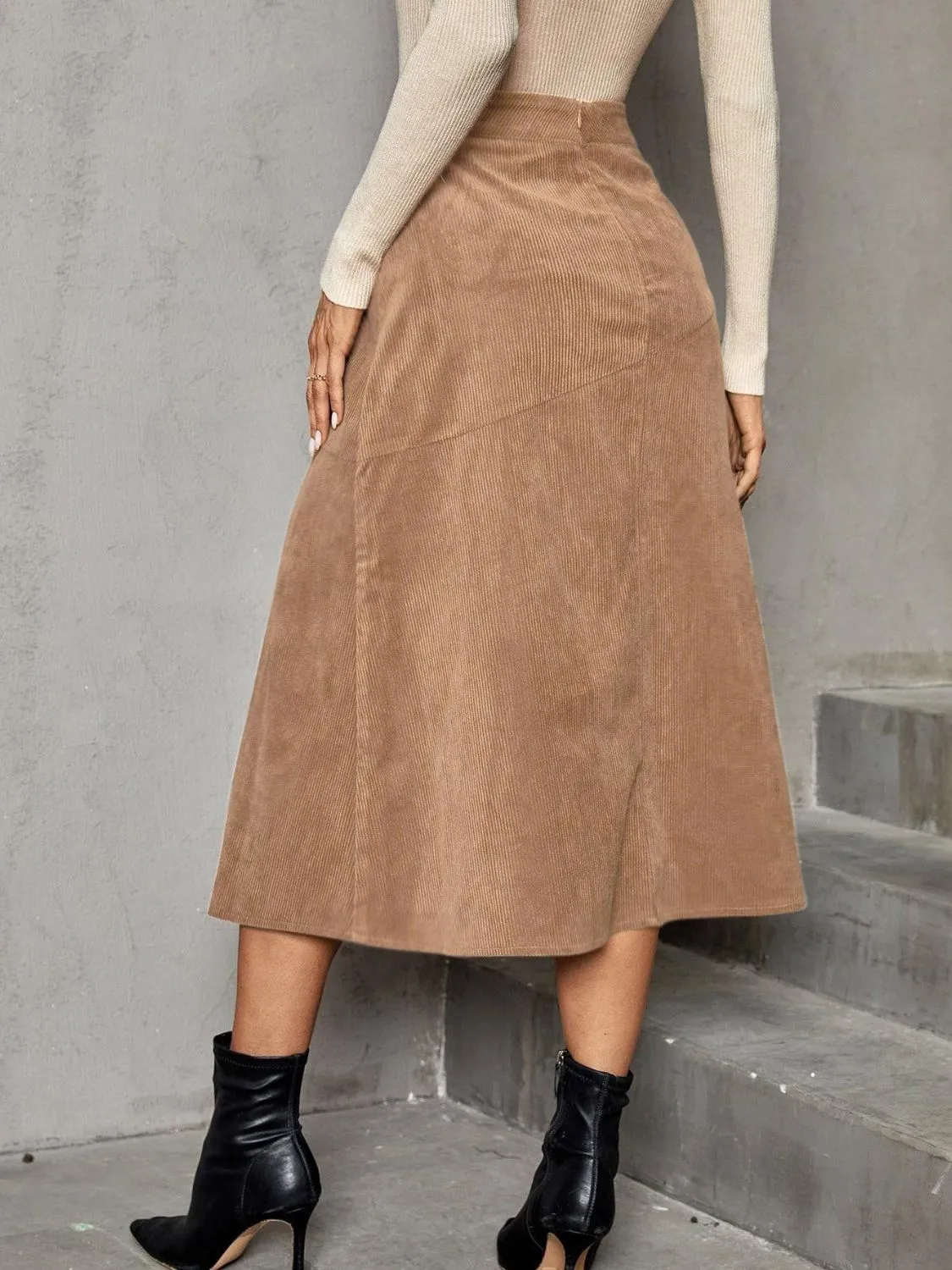 Solid High Waist Midi Skirt sold by Charming Charlie product image thumbnail 2