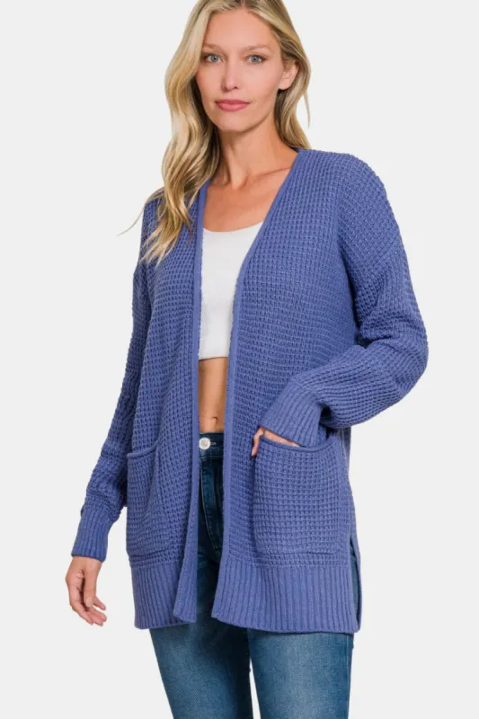 Zenana Waffle Open Front Sweater Cardigan sold by Charming Charlie