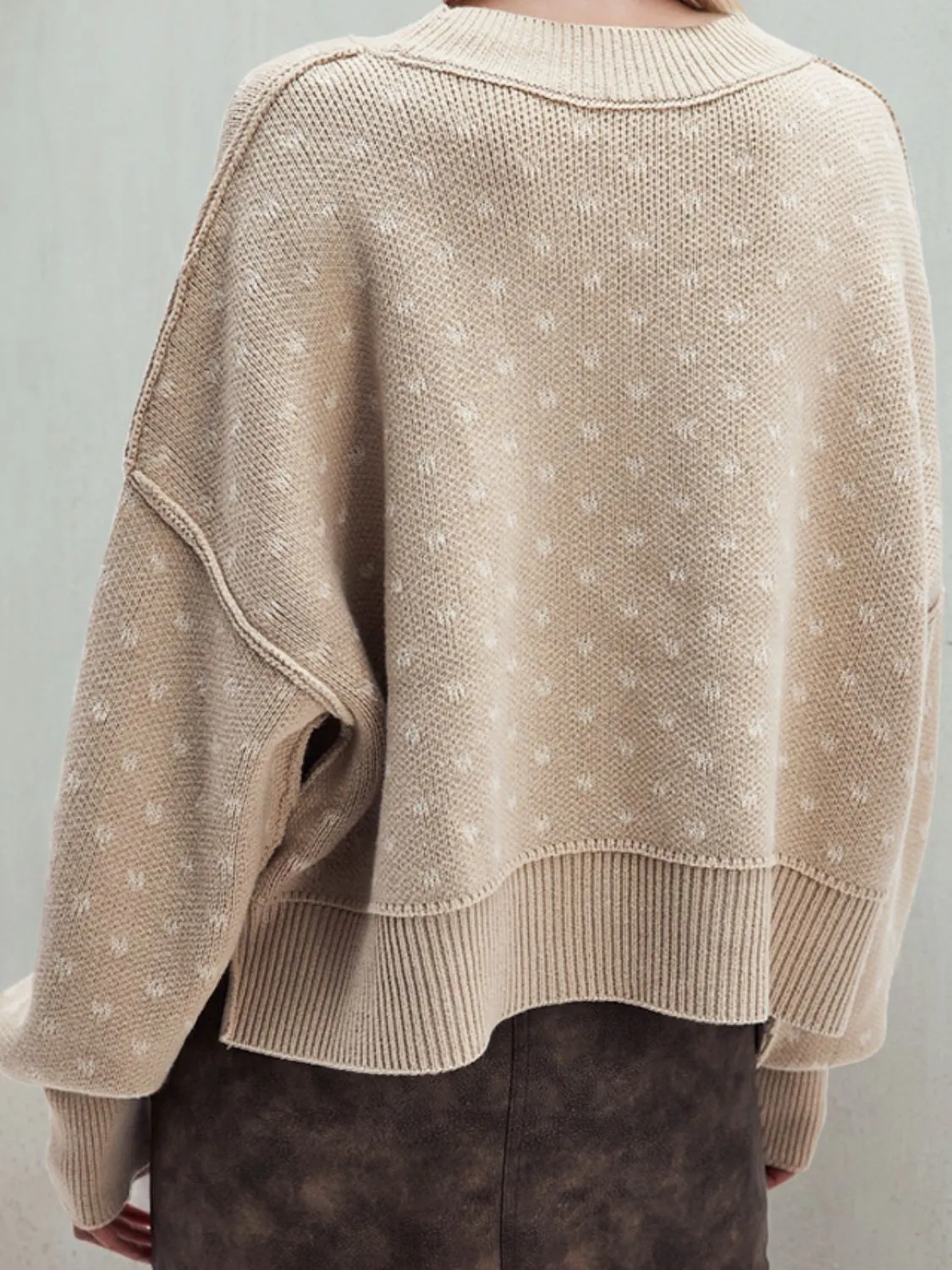 Slit Round Neck Long Sleeve Sweater sold by Charming Charlie product image thumbnail 2