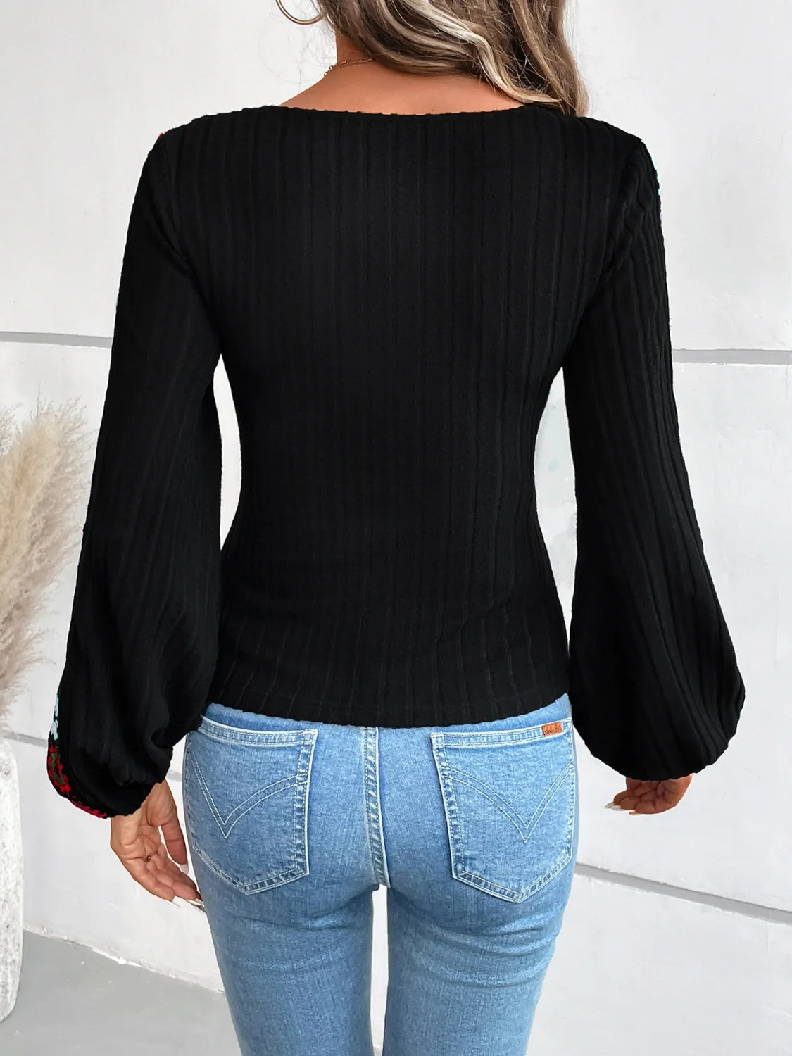 V-Neck Crochet Long Sleeve Top sold by Charming Charlie product image thumbnail 2
