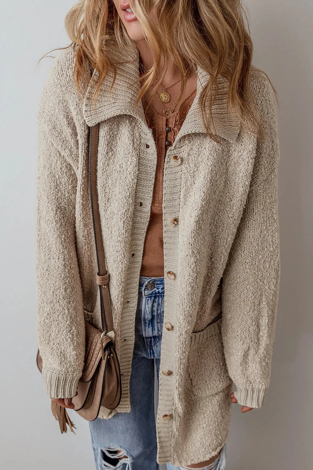 Pocketed Button Up Long Sleeve Cardigan sold by Charming Charlie product image thumbnail 5