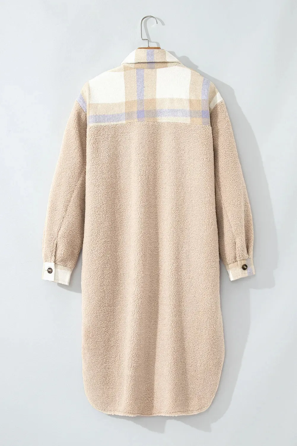 Slit Plaid Button Down Long Sleeve Coat sold by Charming Charlie product image thumbnail 4