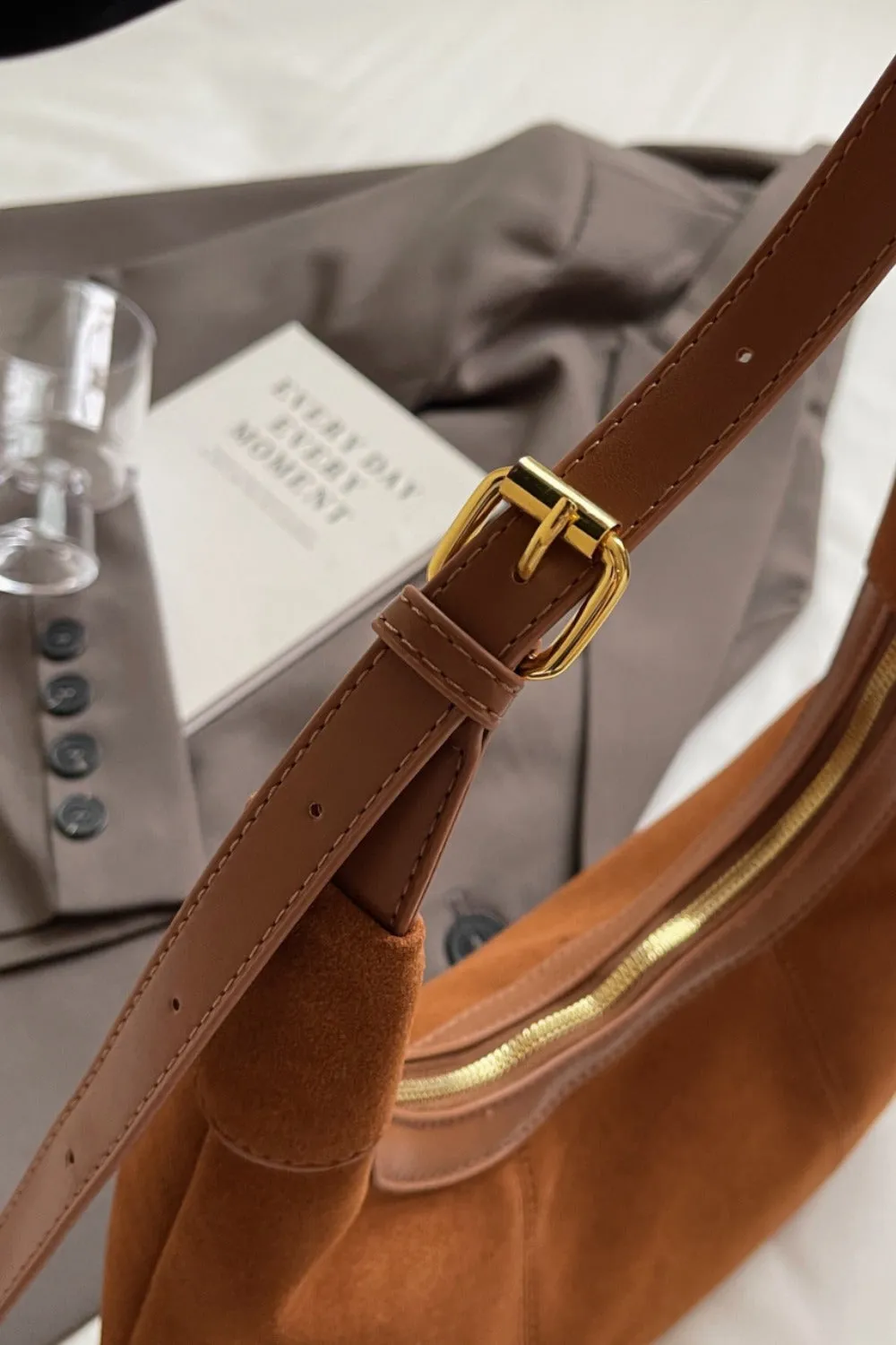 Suede Adjustable Strap Shoulder Bag sold by Charming Charlie product image thumbnail 5